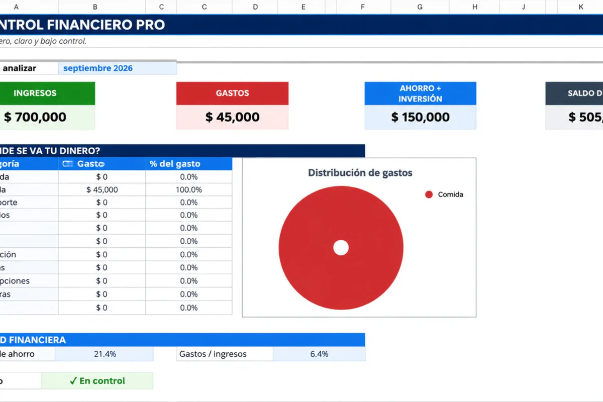 Control Financiero PRO — Plantilla Excel