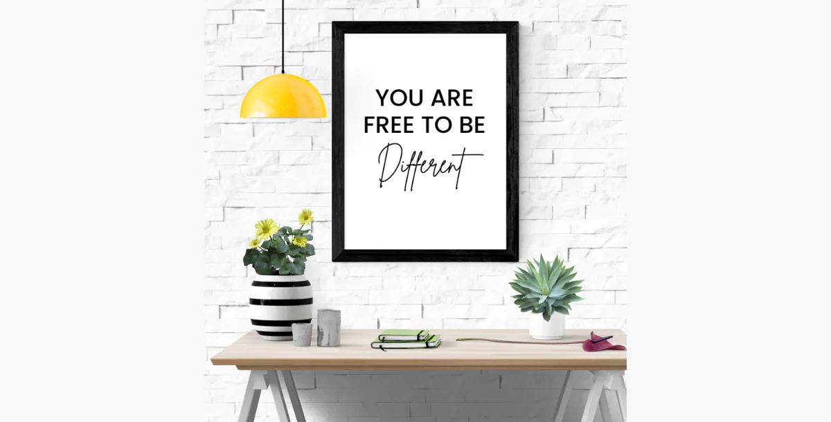 Free to Be Different – Motivational Wall Art Mockup