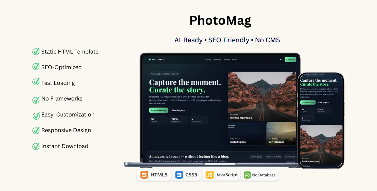PhotoMag – Photography & Portfolio Blogger Template
