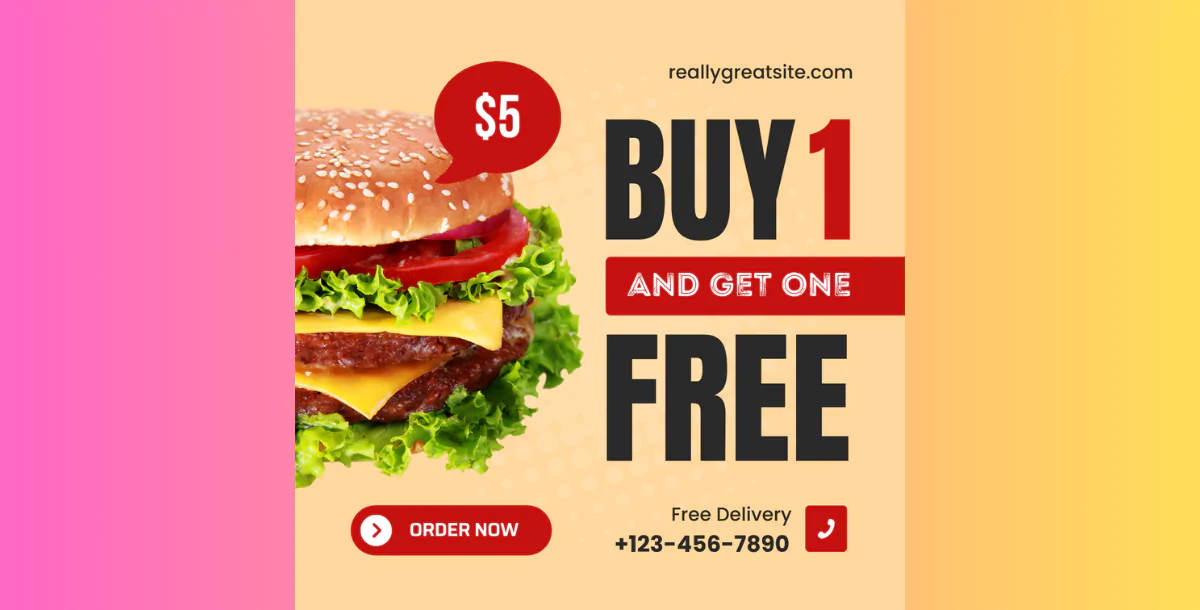 Burger Promo Banner – Canva Editable Food Ad Template