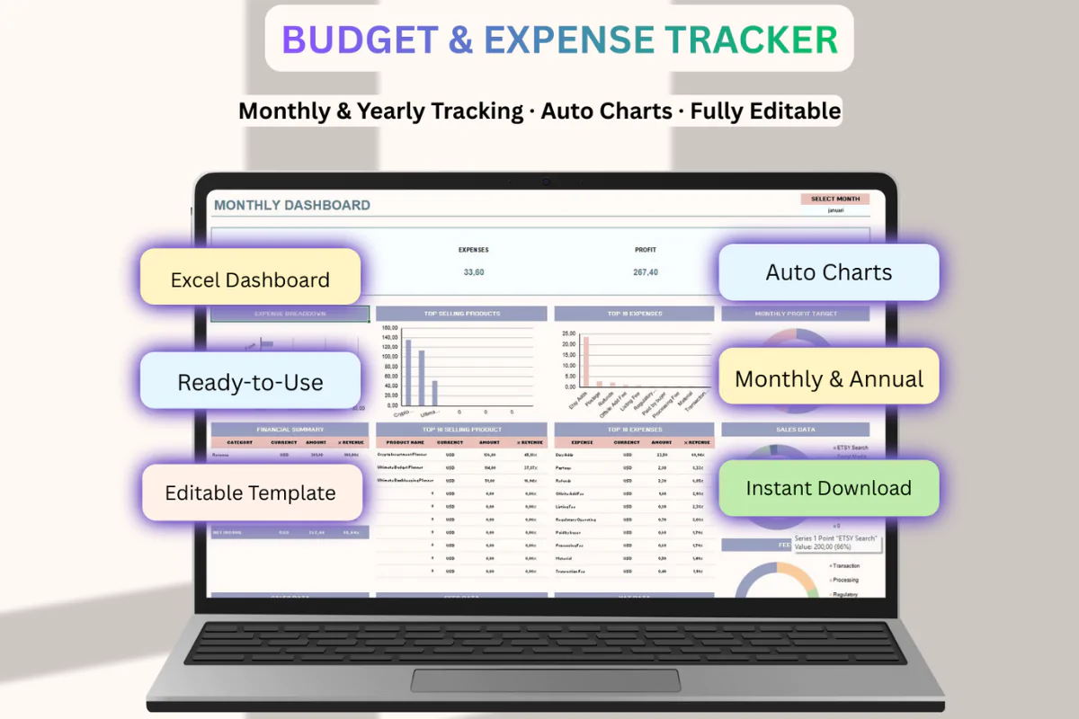 Budget and Expense Tracker Spreadsheet Monthly Budget Planner Personal Finance Template Excel Google