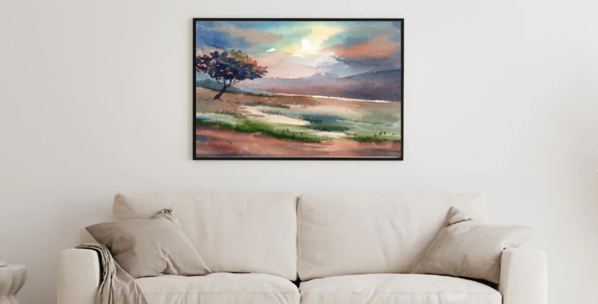 Modern Living Room Wall Art Mockup – Canvas Frame Edition