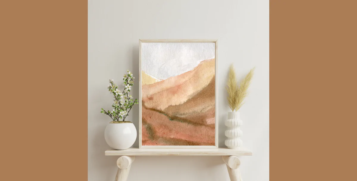 Desert Serenity – Minimal Watercolor Wall Art Mockup